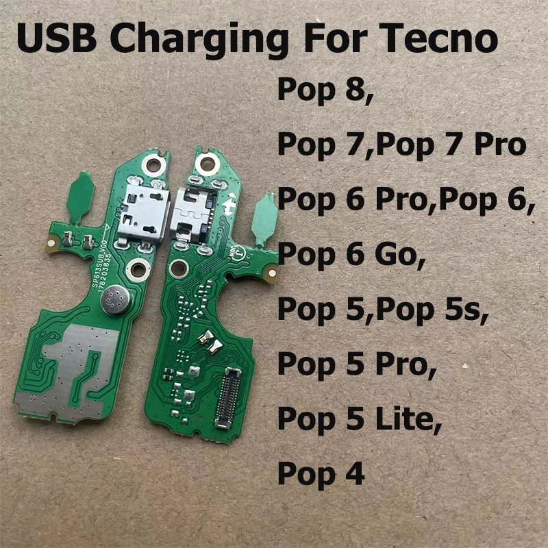 Nuovo Per Tecno Pop 8 7 6 5 4 5S Pro Go Lite Porta Di Ricarica Usb Dock Connector Board Flex Cable Parti Di Riparazione
