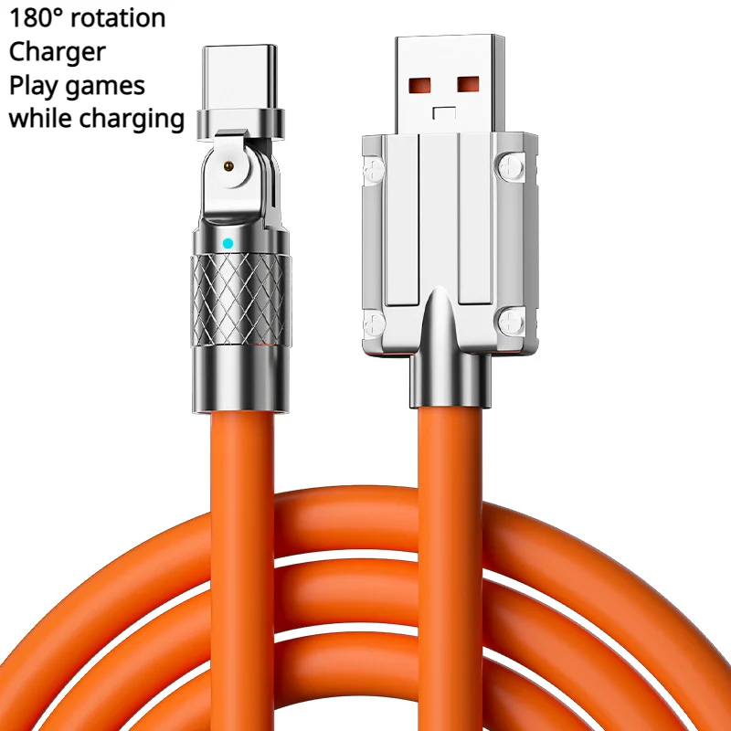 180-degree swivel elbow fast charging data cable game mobile game charging cable liquid zinc alloy chassis geek line