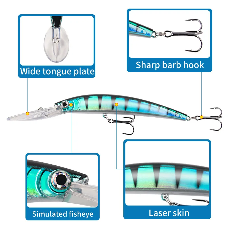 1/5/10 Stück 17,5cm 16g Bionischer Minnow-Angelköder, Kunstköder für Barsch, Trolling, Crankbait-Wobbler mit 3D-Augen zum Karpfenangeln – Detail 7