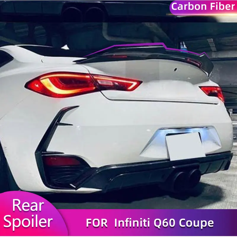 Carbon Fiber Car Rear Trunk Spoiler Wings for Infiniti Q60 Coupe 2-Door 2017-2020 Auto Racing Boot Lid Wing Lip Rear Spoiler