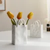 Nordic Creative Shopping Basket ceramic mini Vase Bag Decoration Simple Dried Flower Arrangement Vases Table Decor mini pots Art 1