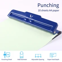 

Adjustable Desktop Metal 4-Hole Punch 10 Sheet Capacity Paper Hole Puncher with Scraps Collector Reduced Effort For Office Home