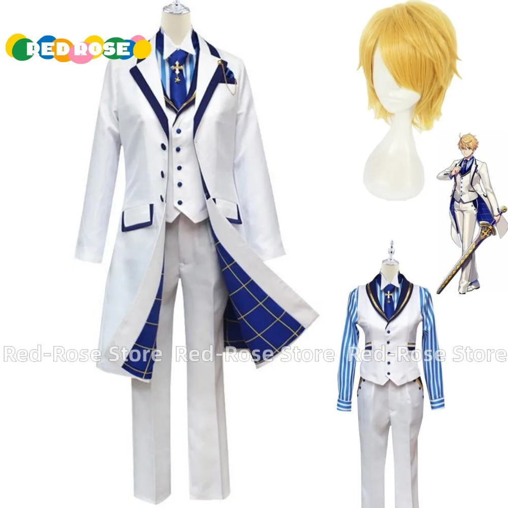 Anime Game Fate Grand Order Fgo Arthur Pendragon Costume Cosplay White Rose King Of Knights Parrucca Windbreak Man Carnival Suit