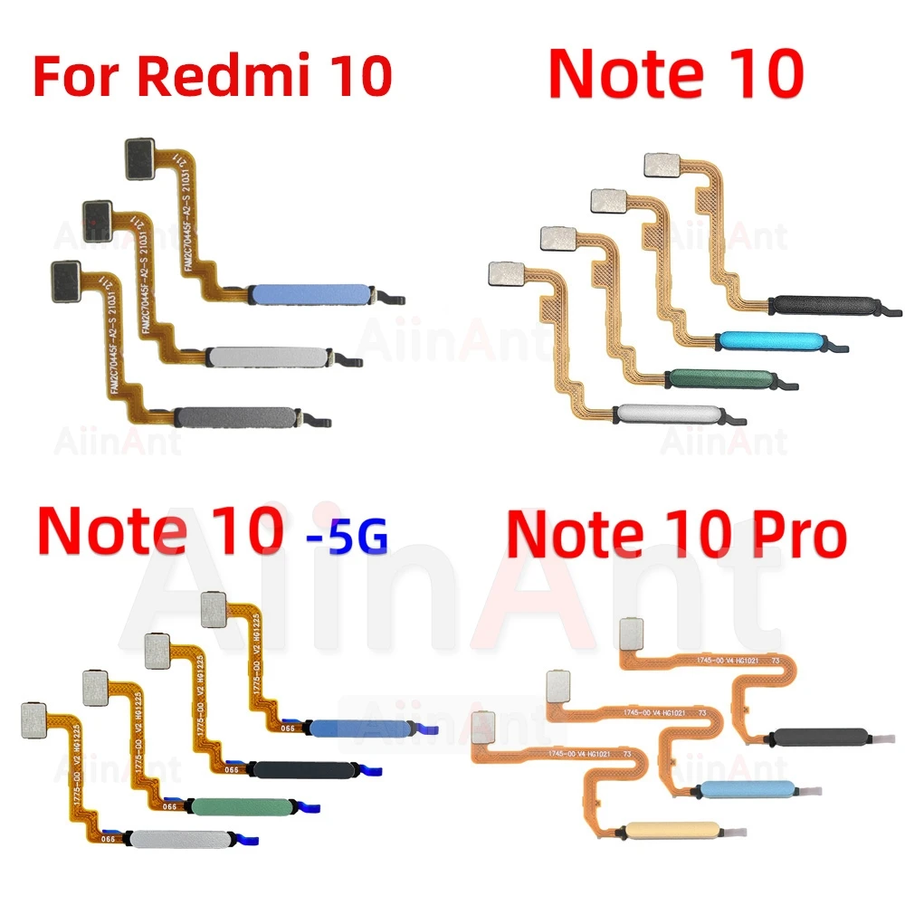 Home Side Power Button Touch ID fingerprint Finger Sensor Scanner Flex Cable For Xiaomi Redmi Note 10 10s Pro 4G 5G