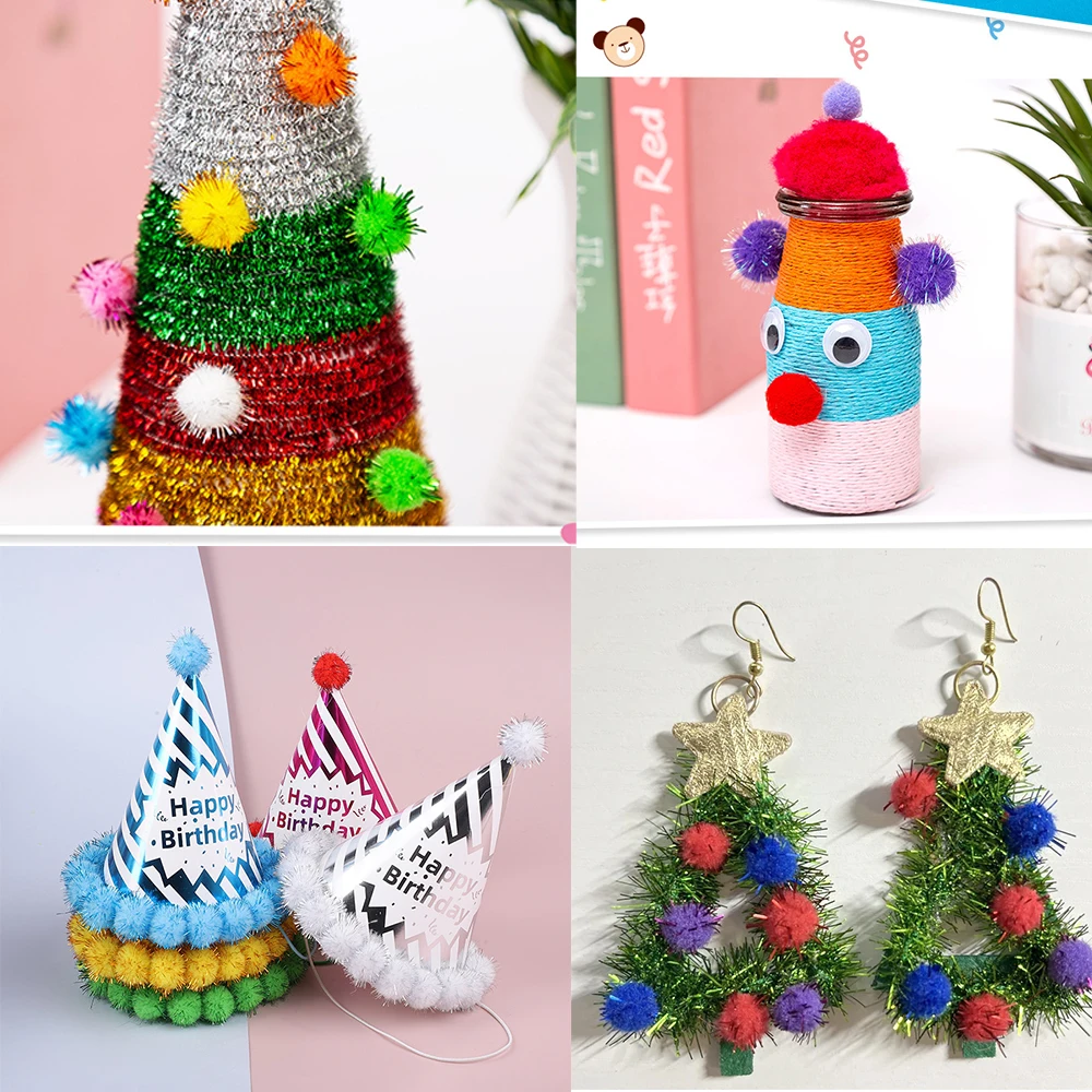 10-35 gr/paket 10/15/20mm Bunte Glitter Pompom Flauschigen Plüsch Handwerk Für DIY Weihnachten Dekoration Kinder spielzeug Puppen Zubehör – Detail 9