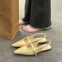 Sandales pointues à la mode pour femmes, robe polyvalente d'été, chaussures à fond plat, chaussures simples légères de Style coréen Mary Jane 3