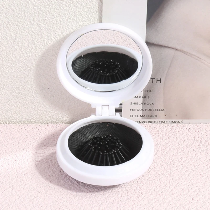 Foldable Portable Head Massage Comb with Built-In Mirror Anti-Static Properties a Styling Tool Specifically for Real Hair Wigs