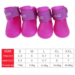 Waterproof Anti-Slip Pet Rain Boots - Set of 4 - XXL (PURPLE)