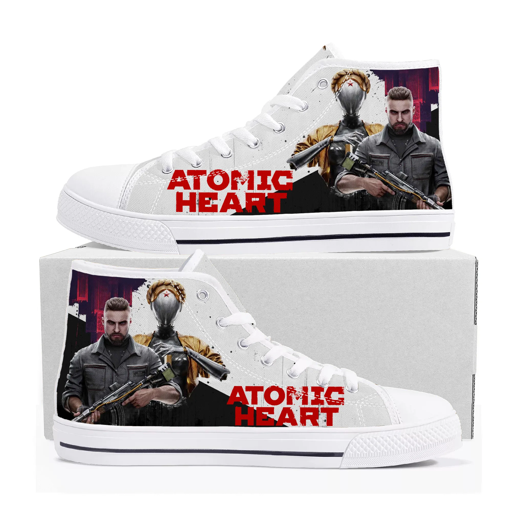 

Atomic Heart High Top Sneakers Cartoon Game Mens Womens Teenager High Quality Canvas Shoes Casual Fashion Tailor Made Sneaker