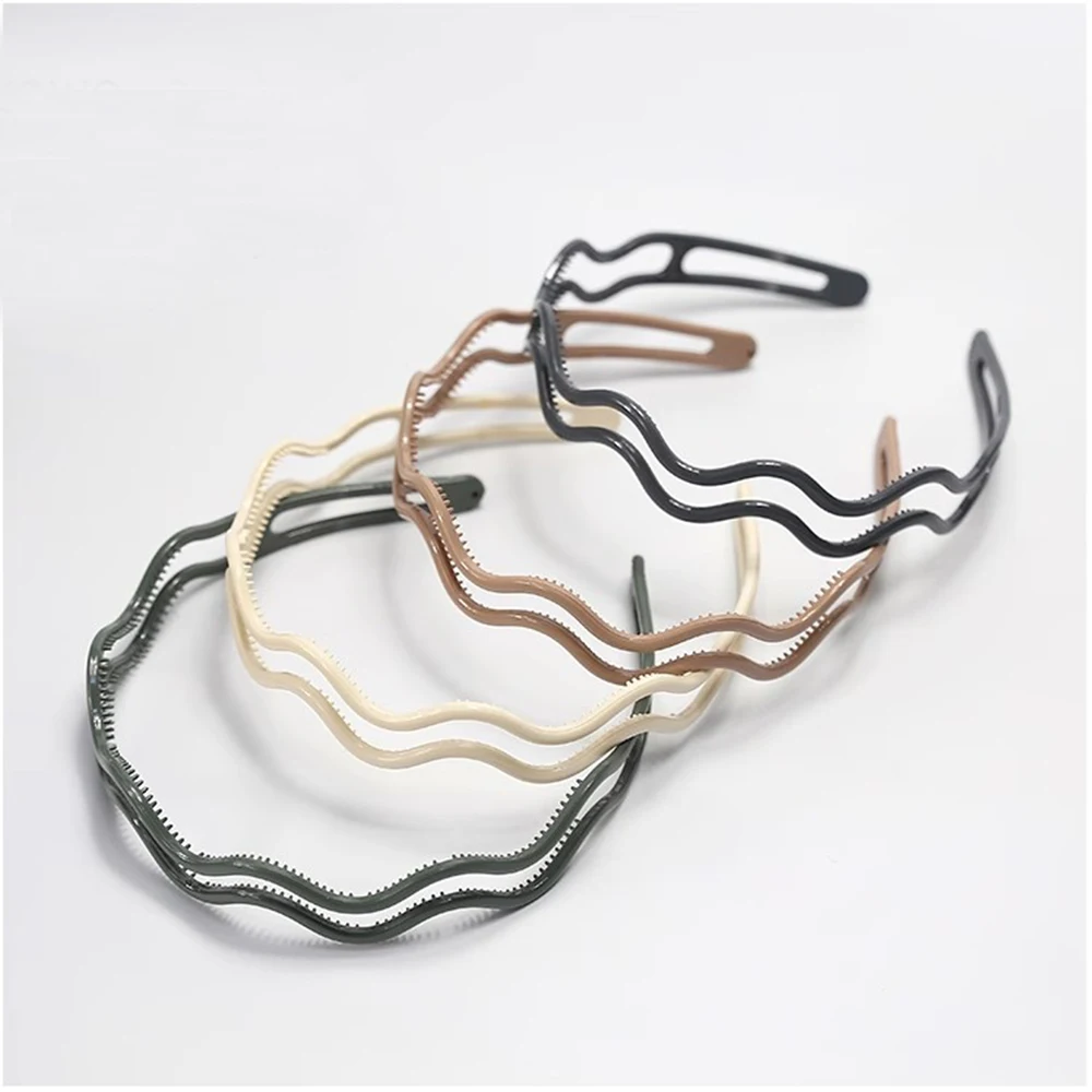 Women Korean Headband Head Hoops Girls Temperament Double-Layer Wavy Hairbands Bezel Headwer With Teeth Anti-Slip Accessories