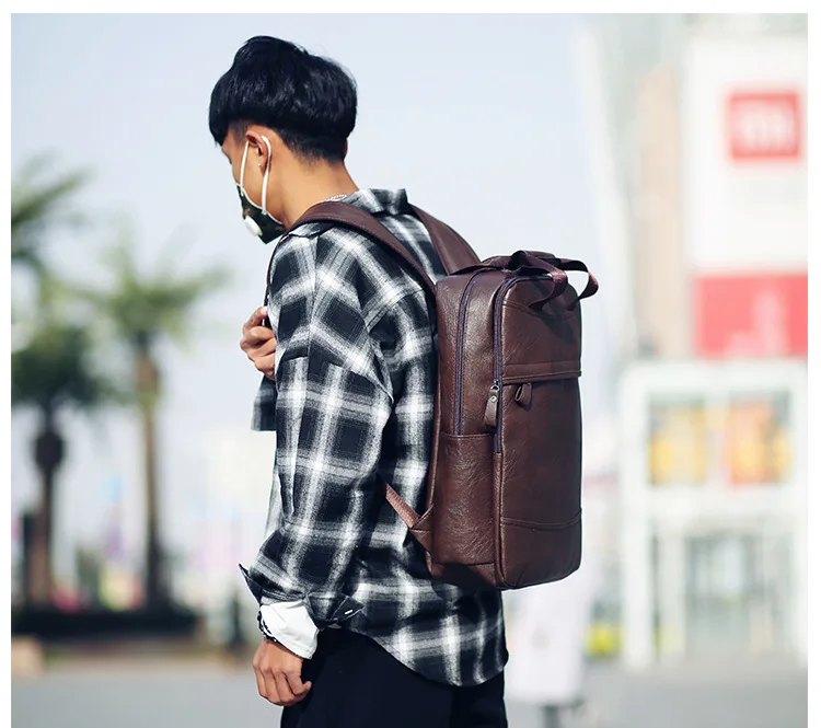 For Travel Bags Leather Students Leisure Teenager Vintage Backpacks Bag  School Men Schoolbags Backpacks Laptop Retro Casual _ - AliExpress Mobile