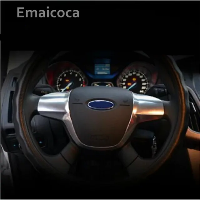 Emicoc ABS Chrome trim dello sterzo copertur dell ruot di copertur sticker per Ford Focus 3 mk3 2012 2014/ Kug 2013 2015 ccessori uto|Automotive Interior Stickers|  -2