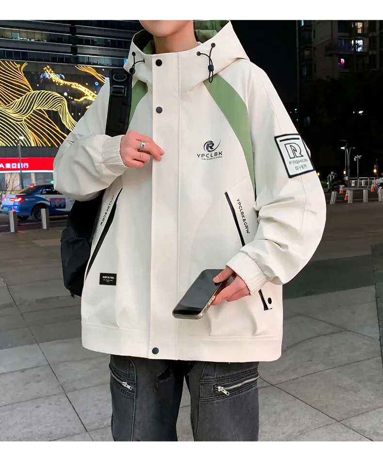 Hochwertige 2026 Frühling/Herbst Trendige Herren Freizeit-Kapuzenjacken Jugend Streetwear Lockerer Mantel Outdoor Windbreaker Oberteile Kleidung – Detail 14