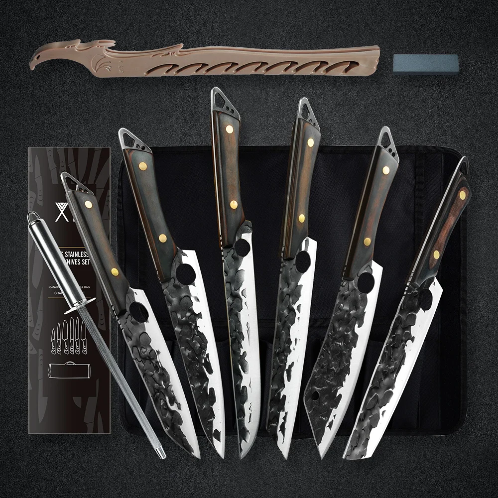 Sowoll 7'' 8'' 8.5'' 9'' INCH Cleaver Butcher 6 Pieces Kitchen Knives