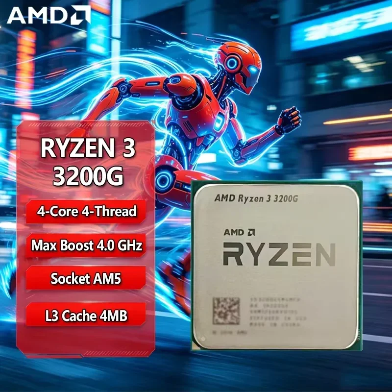 AMD Ryzen 3 3200G R3 3200G 65W 저전력 4코어 Vega 그래픽 AM4 미니 ITX 데스크탑 APU 쿨러 없음