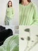 Amii Minimalist Spring New Round Neck Hollow Twisted Flower Pick Hole Process Cotton Knitted Sweater Loose Short Top 12541123 6
