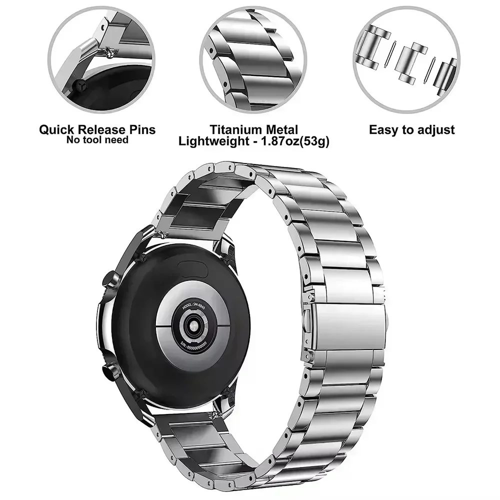 Premium 22mm Titanium Metal Watch Strap - Elegant Link Bracelet for Business Watchband Accessory