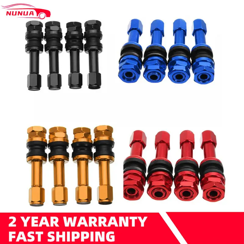 4Pcs 5cm/1.96 inch Bolt-in TR48E Tire Valve Stems Tubeless Wheel Valves Dust Caps High Pressure Aluminum Alloy Straight Mouth
