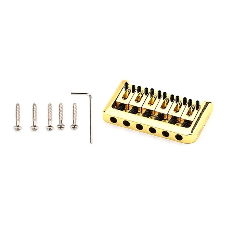 

6 String Hard Tail Fixed Guitar Bridge with Screws & Wrench Top Load Tailpiece E56D