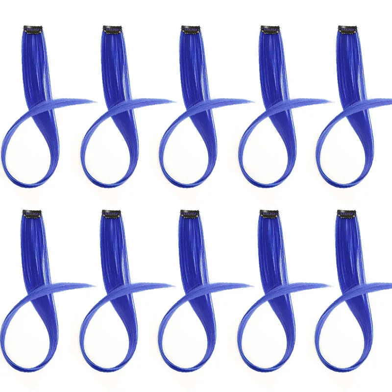 10 adet 22 inç sentetik uzun düz saç ekleme klipsi renkli parti vurguları saç parçaları kadınlar için çocuk kızlar