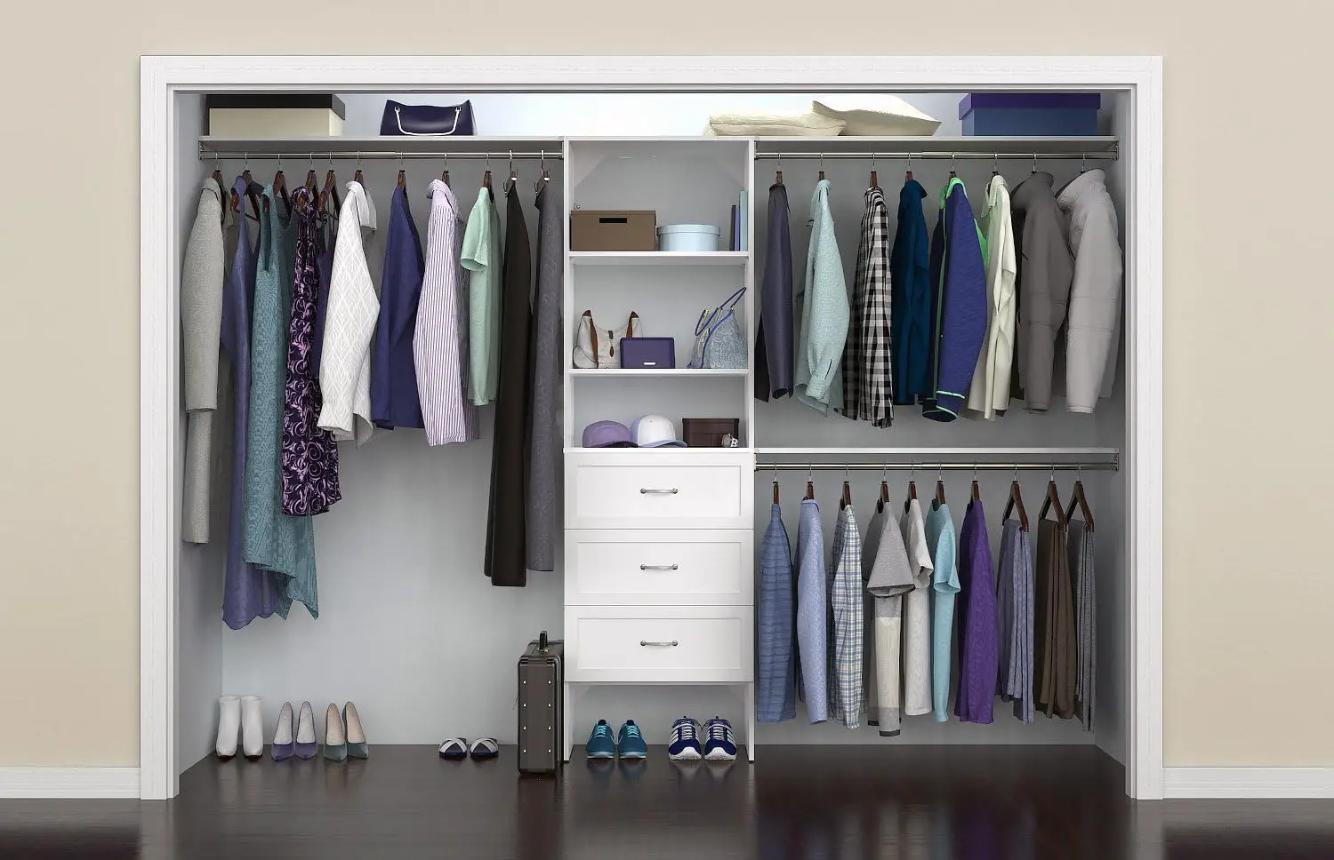 ClosetMaid SuiteSymphony Closet Organizer Shelves 3 Drawers 25-Inch-Pure White