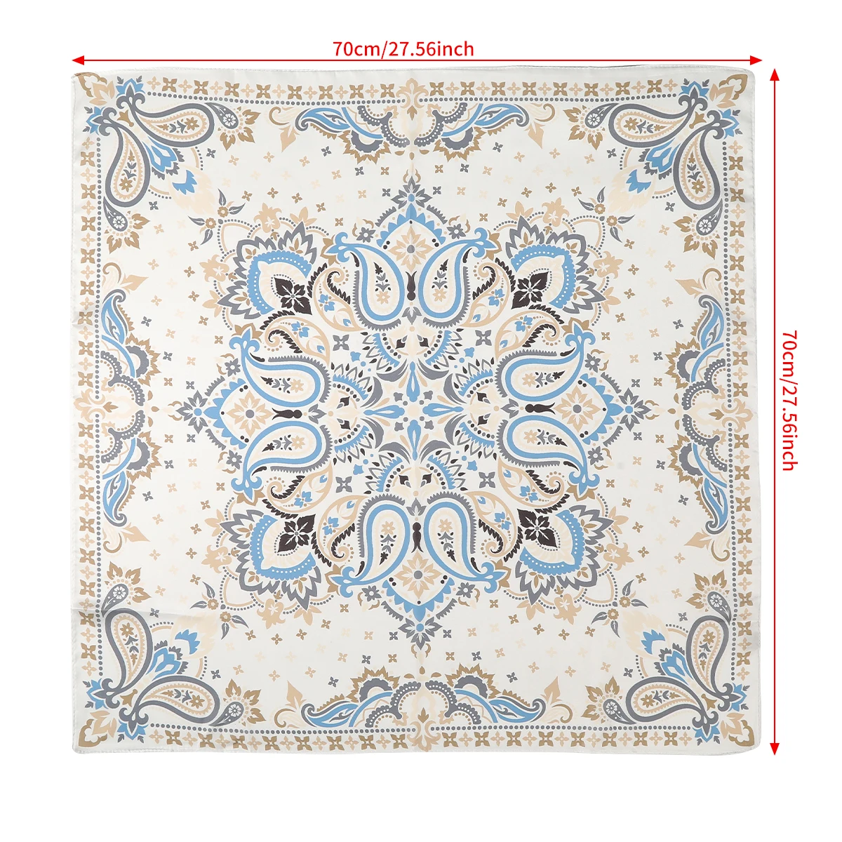 70cm Cashew Flower Square Scarf Headbands For Women Floral Print Kerchief Hairband Neckerchief Fashion Hair Accessories