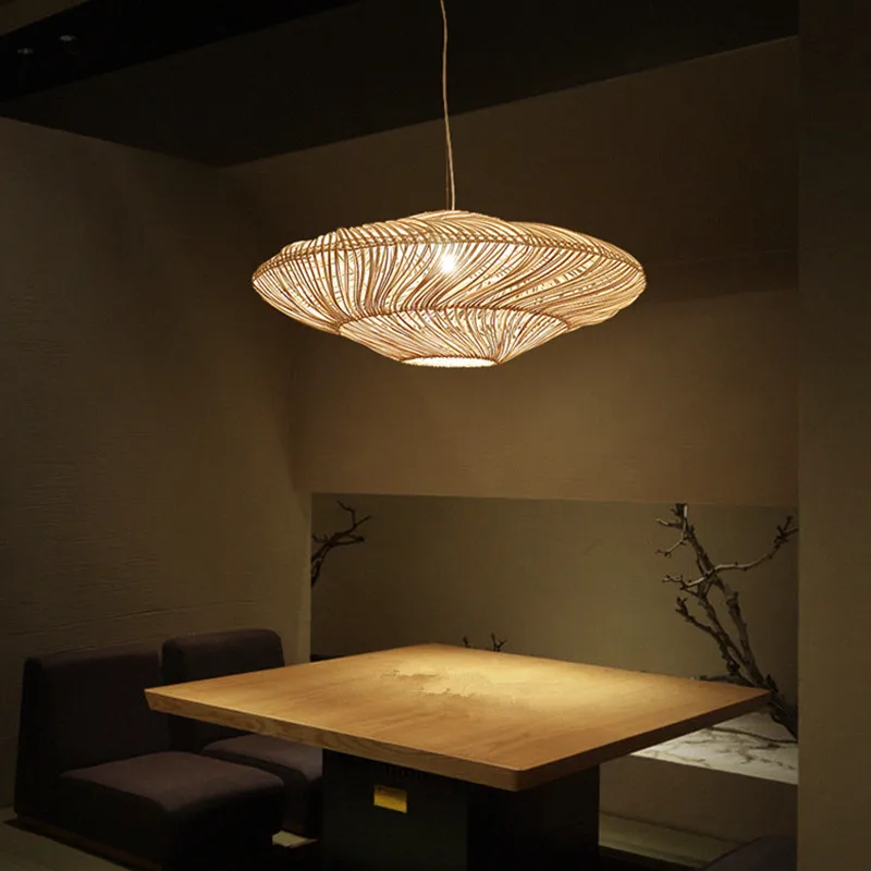 

Handmade rattan Lamp Retro chandelier attic living room dining room home decoration coffee shop dining room chandelier E27