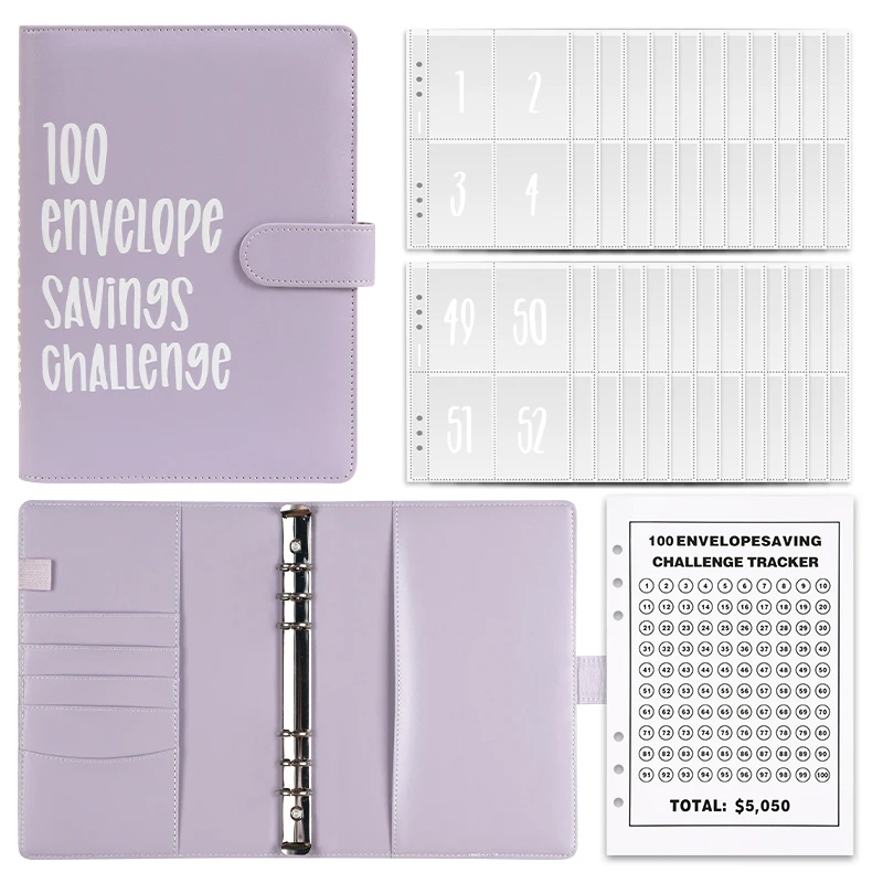 

100 Envelope Challenge Binder Save Savings Challenges Loose-Leaf Binder Budget Binder With Cash Envelopes Money Organizer System