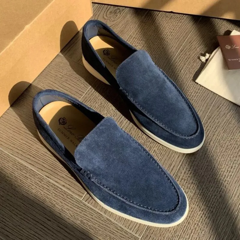 Mocassim Masculino De Camurça - Sapato Casual Confortável Para Dirigir - Cinza Tamanho 10.5