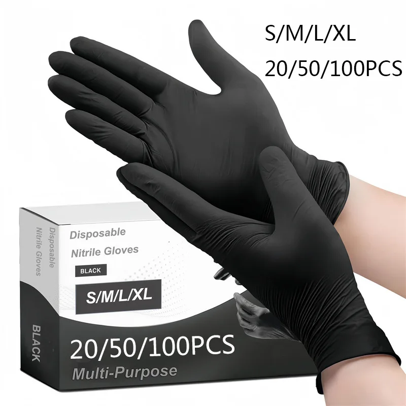 Gants nitrile jetables professionnels bleus, taille L, enfilés sur une main montrant l'ajustement au poignet.