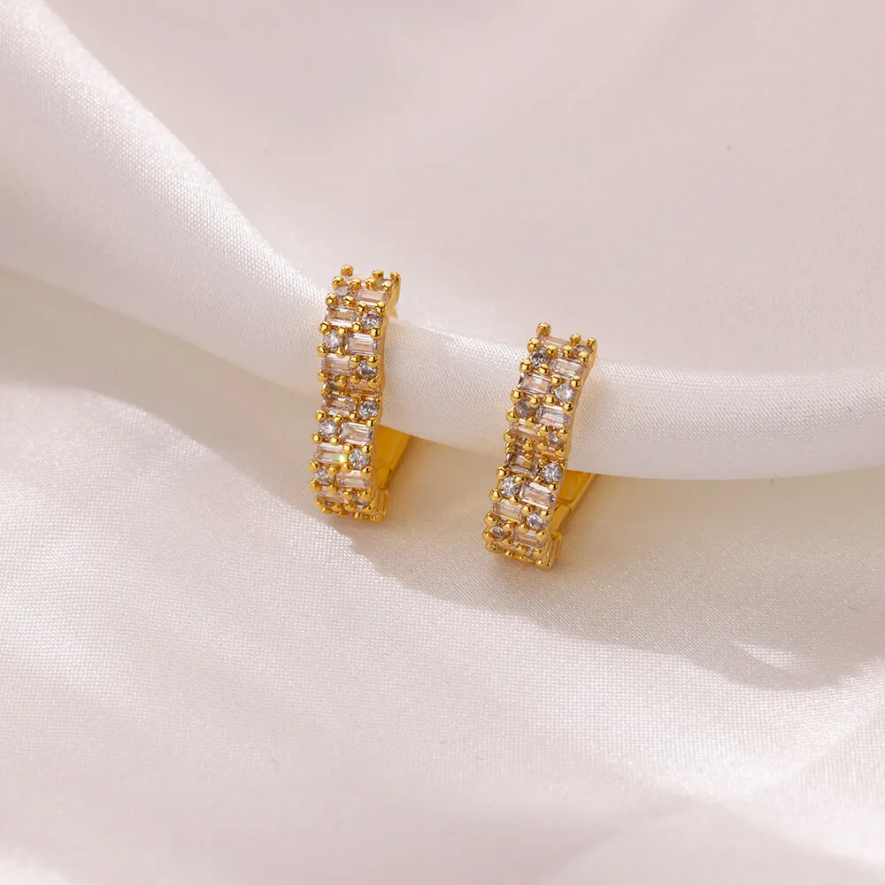 Black Zircon Earrings Stud For Women Girls