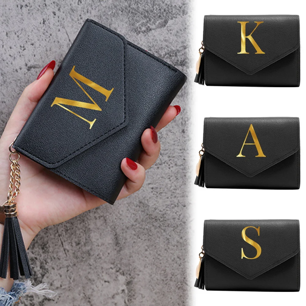 Purse Female Mini Wallet Cute Purse Initial Letter Pattern Slim Wallet RFID Blocking Credit Card Holder Coin Pocket ID Window,credit card holder,women wallet,coin purse wallet,slim wallet