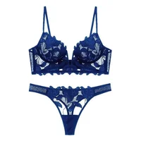 Ensemble de Lingerie en dentelle pour femmes, ensemble de soutien-gorge élégant et Sexy, sous-vêtements transparents, ensemble soutien-gorge et culotte ventilés pour dames 6