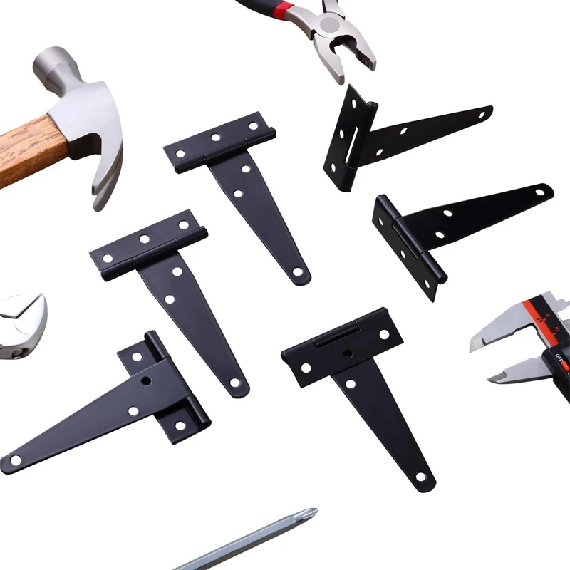 4 Inch T-Strap Hinges Rustic Gate Strap Hinge Rustproof 6 PCS for Windows Fence Barn Gates