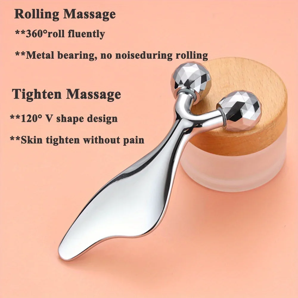 2 IN 1 3D Facial Massager & Gua Sha Massage Tool Cold Roller For Face Eyes Chin Lift Tightening Skin Tool Sculpting Beauty Tools