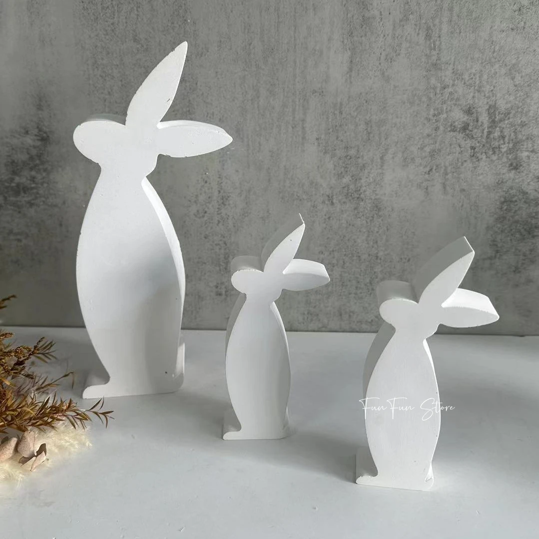 

Gentleman Different Sizes Rabbit Candle Silicone Easter Bunny Diffuser Stone Pendant Plaster Cement Mold Home Decoration Gift