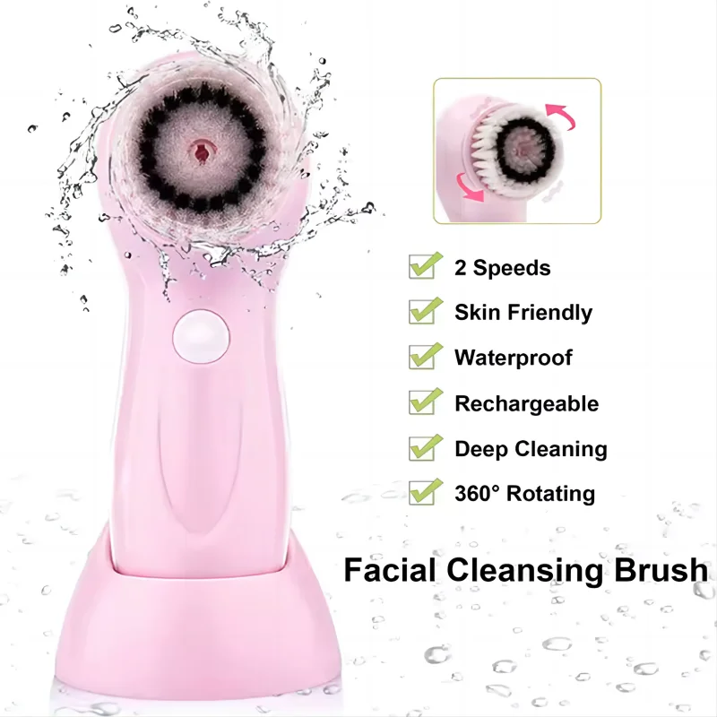 Facial Cleansing Brush Face Scrubber Electric Exfoliating Spin Cleanser Device Waterproof Deep Cleaning Massage Remove Blackhead 2