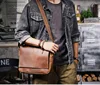 simple vintage handmade crazy horse cowhide men's messenger bag outdoor work commuter genuine leather youth shoulder bag 5