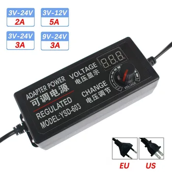 ปรับแหล่งจ่ายไฟอะแดปเตอร์ AC To DC 3V 9V 12V 24V Universal Adapter EU/US ปลั๊กจอแสดงผลหน้าจอแรงดันไฟฟ้าควบคุม 1
