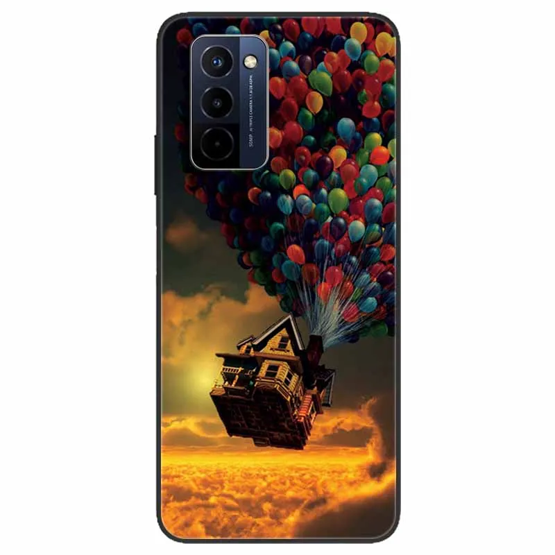 Stylish Black TPU Soft Silicone Bumper Case with Cartoon Flowers and Animals Design
