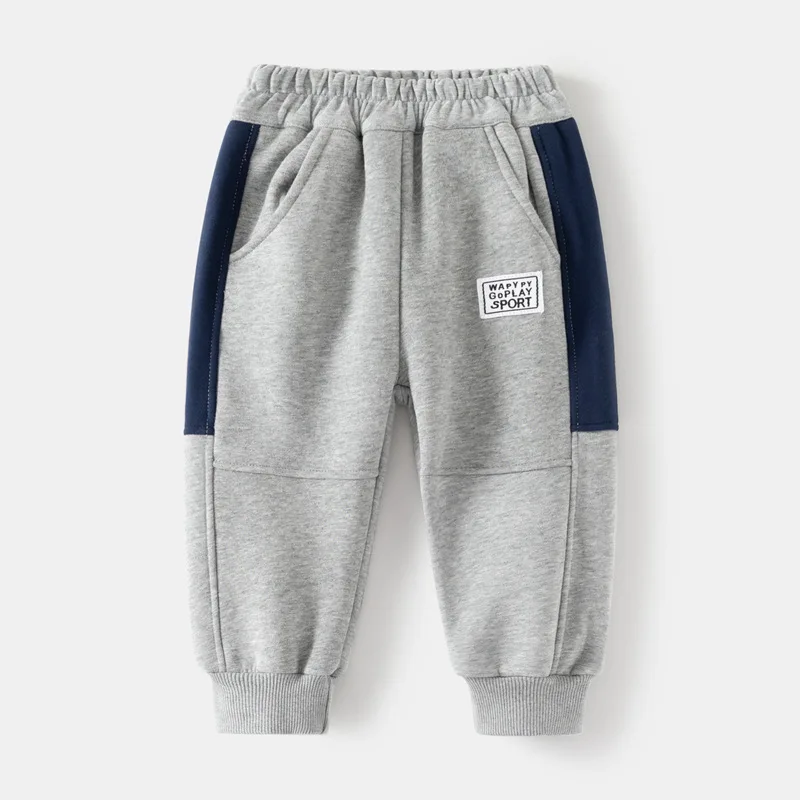 Boys Pants Autumn Winter Boys Sport Pants Thicken Warm Casual Sports Children Pants Color Patchwork Middle Waist Kids Boys Long Trousers
