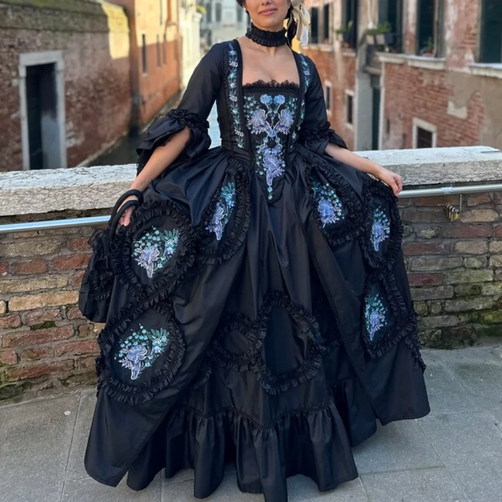 1700s Gothic Victorian Dresses Georgian Duchess Baroque Floral Queen Ball  Gown | eBay