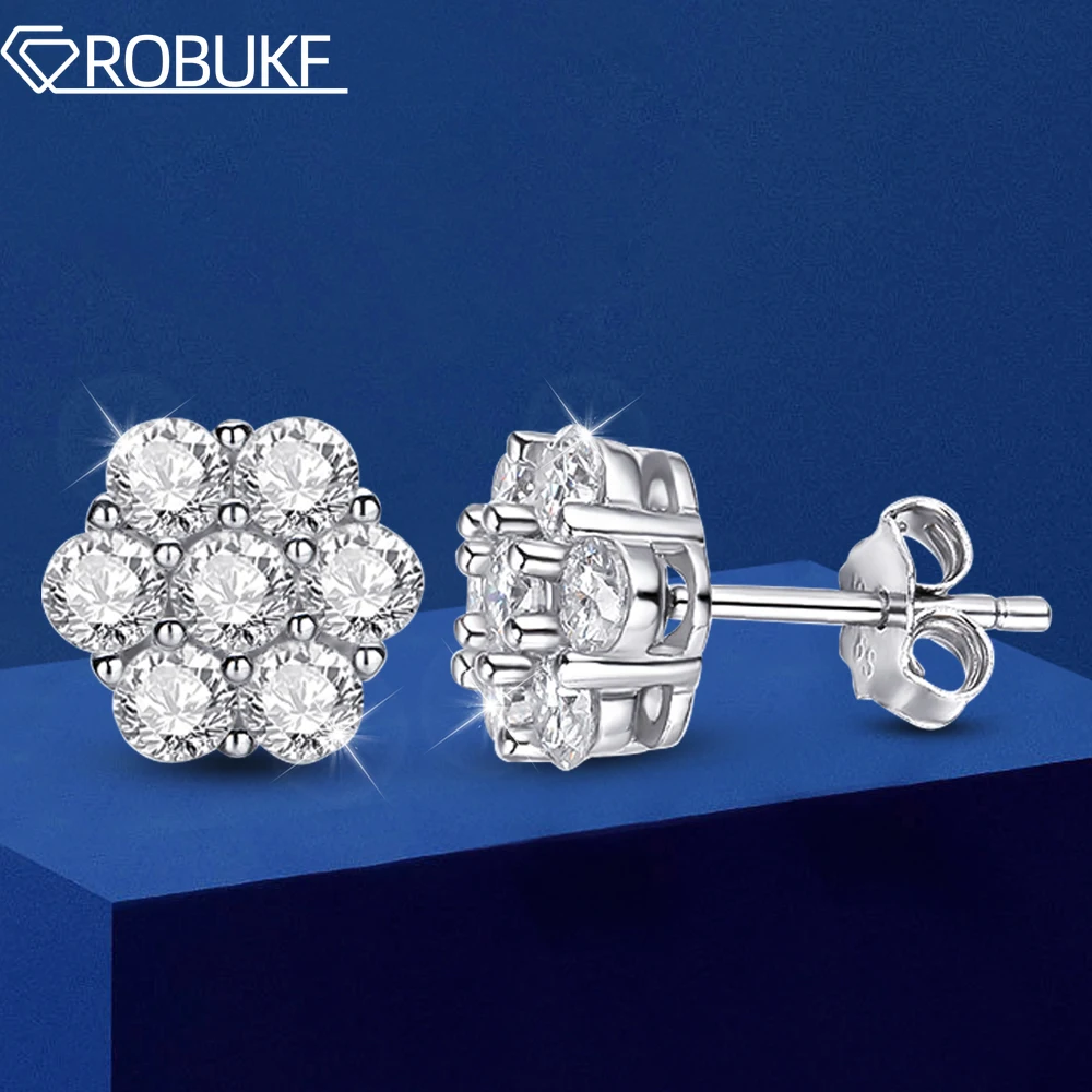 Moissanite 8mm D Color Stud Earrings 0.5-2 Ct 925 Sterling Silver Wedding main image 0