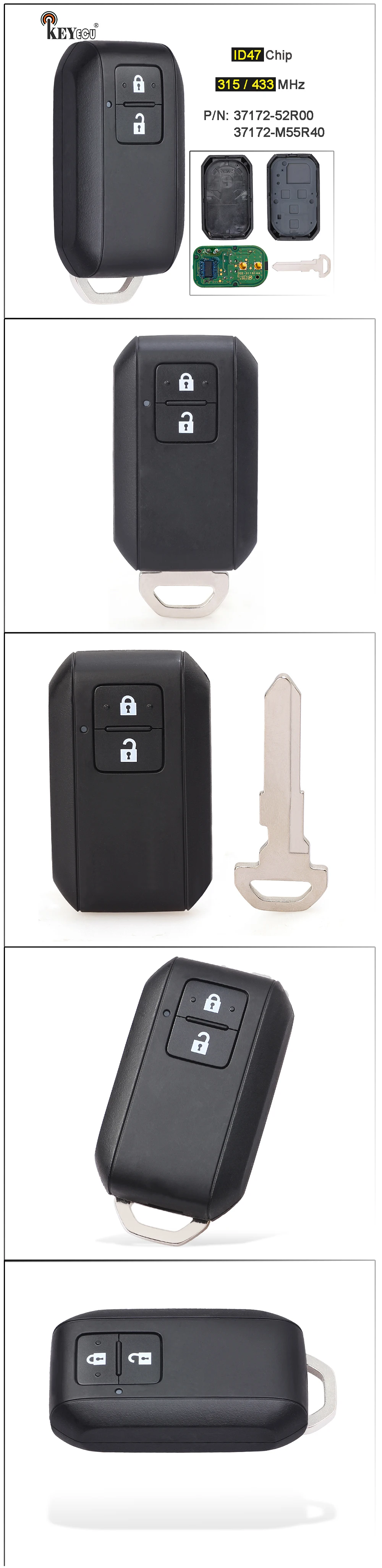 Keyforkess 315MHz / 433MHz ID47 Chip P/N: muslimb/muslimex portachiavi a distanza per Suzuki Ertida Vitara Wagon R Swift 2017-2020 - Sb247c89a29c146cfac7bad1b3e85715aZ