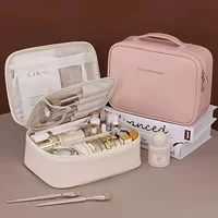 Large Capacity Waterproof PU Cosmetic Bag with Divider, Portable Travel Cosmetic Toiletry Storage Bag, Cosmetic Travel Bag  …