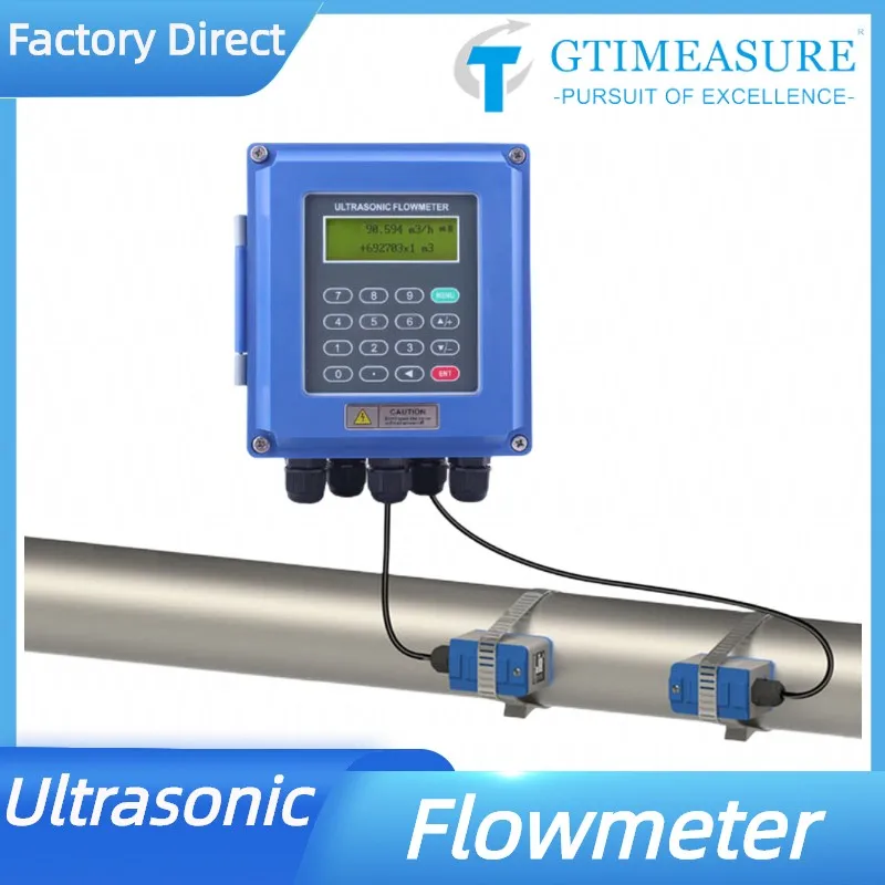 Ultrasonic Flow Meter Digital Flowmeter 220VAC/24VDC Power Supply For Water Diesel Oil Liquid Pipe Tube Measurement 4-20mA RS485