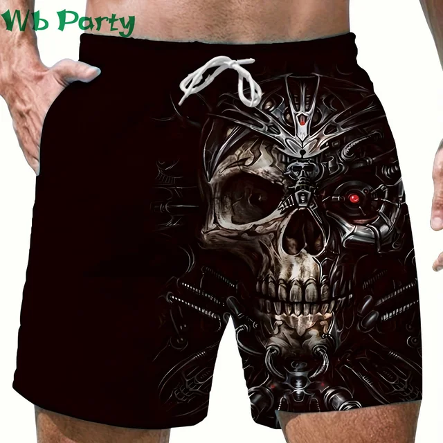 Skull Print Shorts