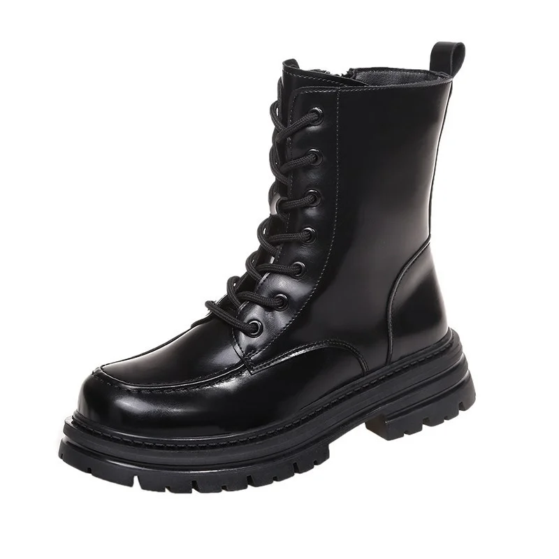 

Ladies Platform Lace Up Martin Boots 2021 Winter New Women's Plush Warm Ankle Boots Women Fashion Zipper Booties Botas De Mujer