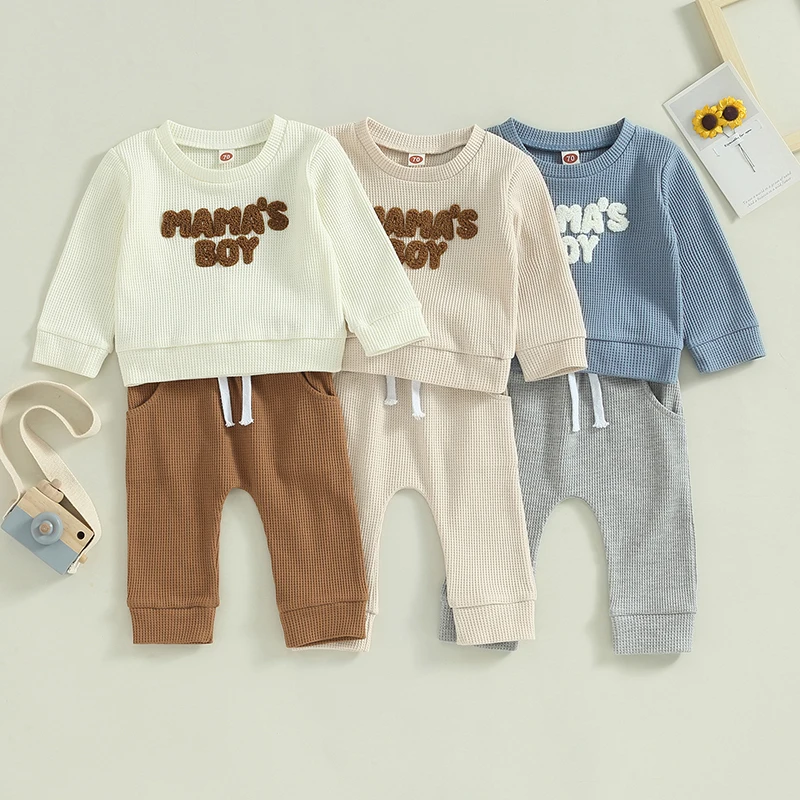 

Winter Autumn Baby Toddler Boys Clothes Letter Embroidery Pullover Tops Pants set Cotton Outfits Children Clothing Tracksuits