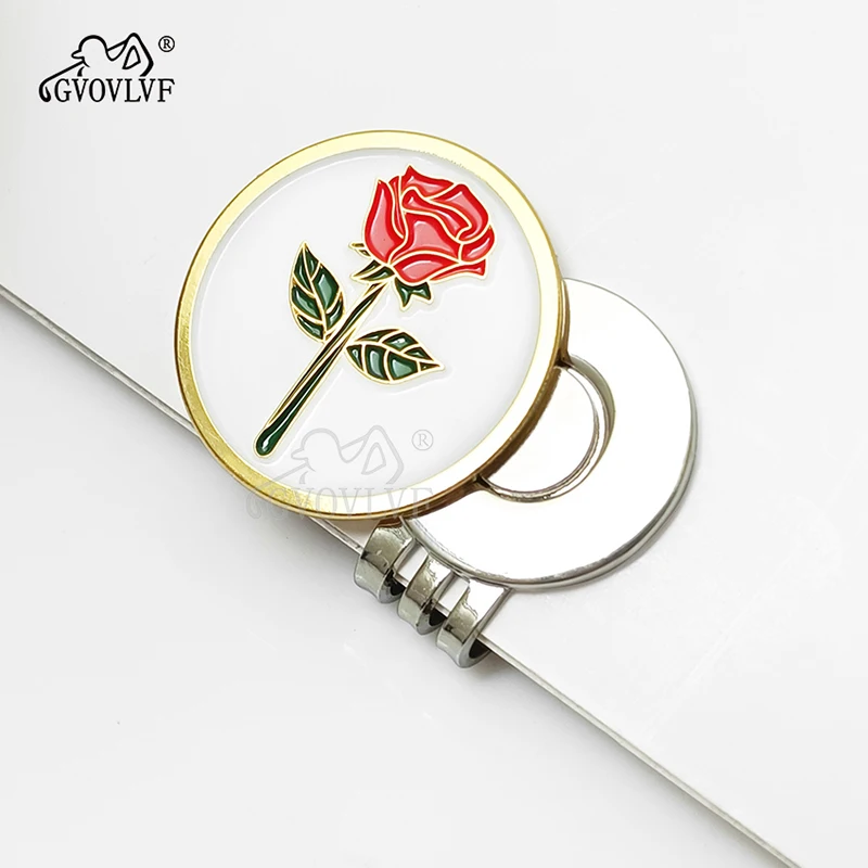 골프 모자 클립 로즈 마커, 마그네틱 골프 공 모자 벨트, 가방 캡 마커 클립 부착, 골프 애호가, 여자 아내 선물